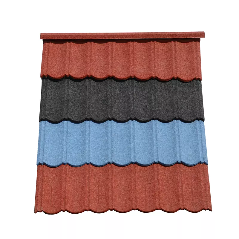 HIGH QUALITY VILLA ROOF DESIGN MODERN COLORED STONE COATED STEEL ROOFING TILES TRAPEZOIDAL WAVE TILE